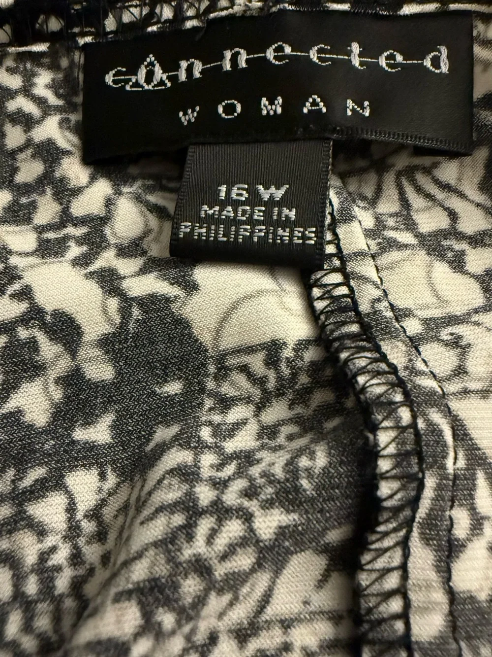Connected Woman 16W Black Cream Wrap Dress Piping Detail Plus Size